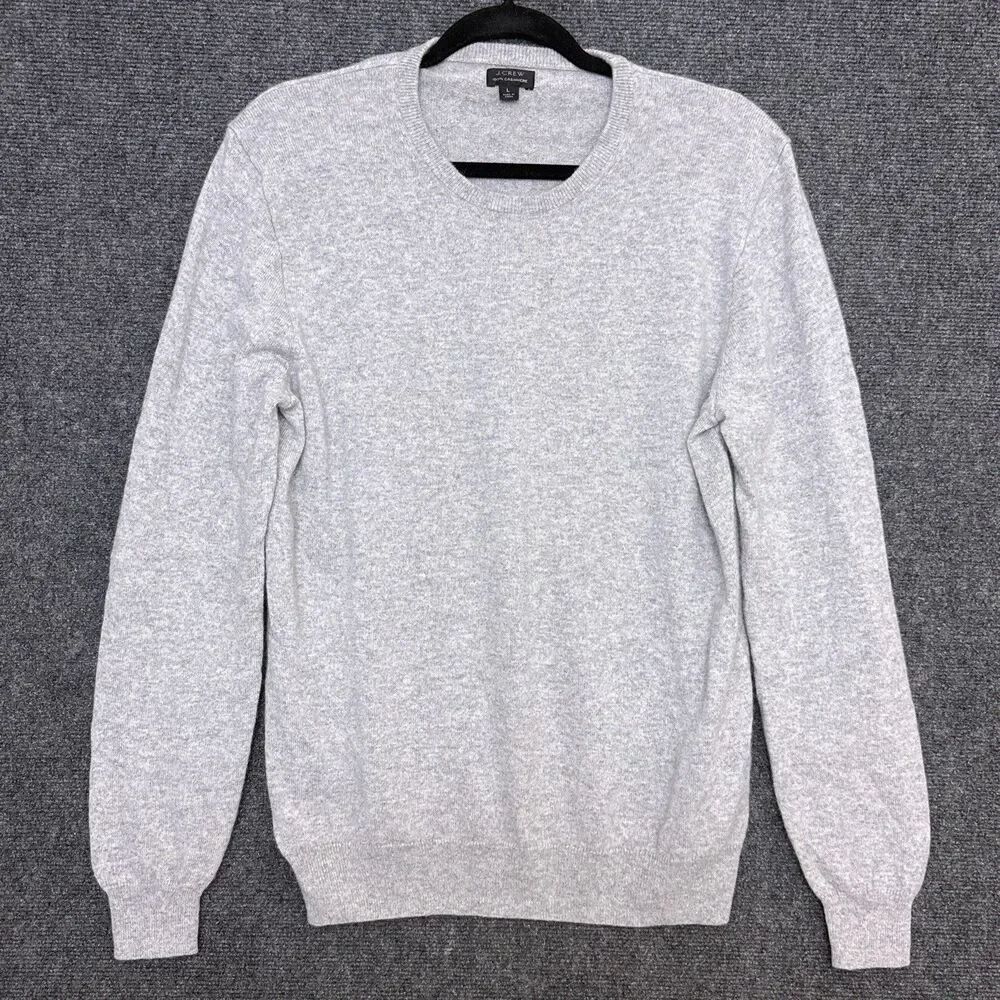 J.Crew Mens 100% Cashmere Crewneck Sweater Charcoal Grey Heather J6384 HO19 L